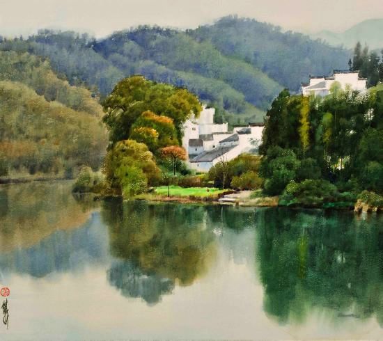 黄铁山《婺源系列之三 纸本水彩 65x74cm年代2008